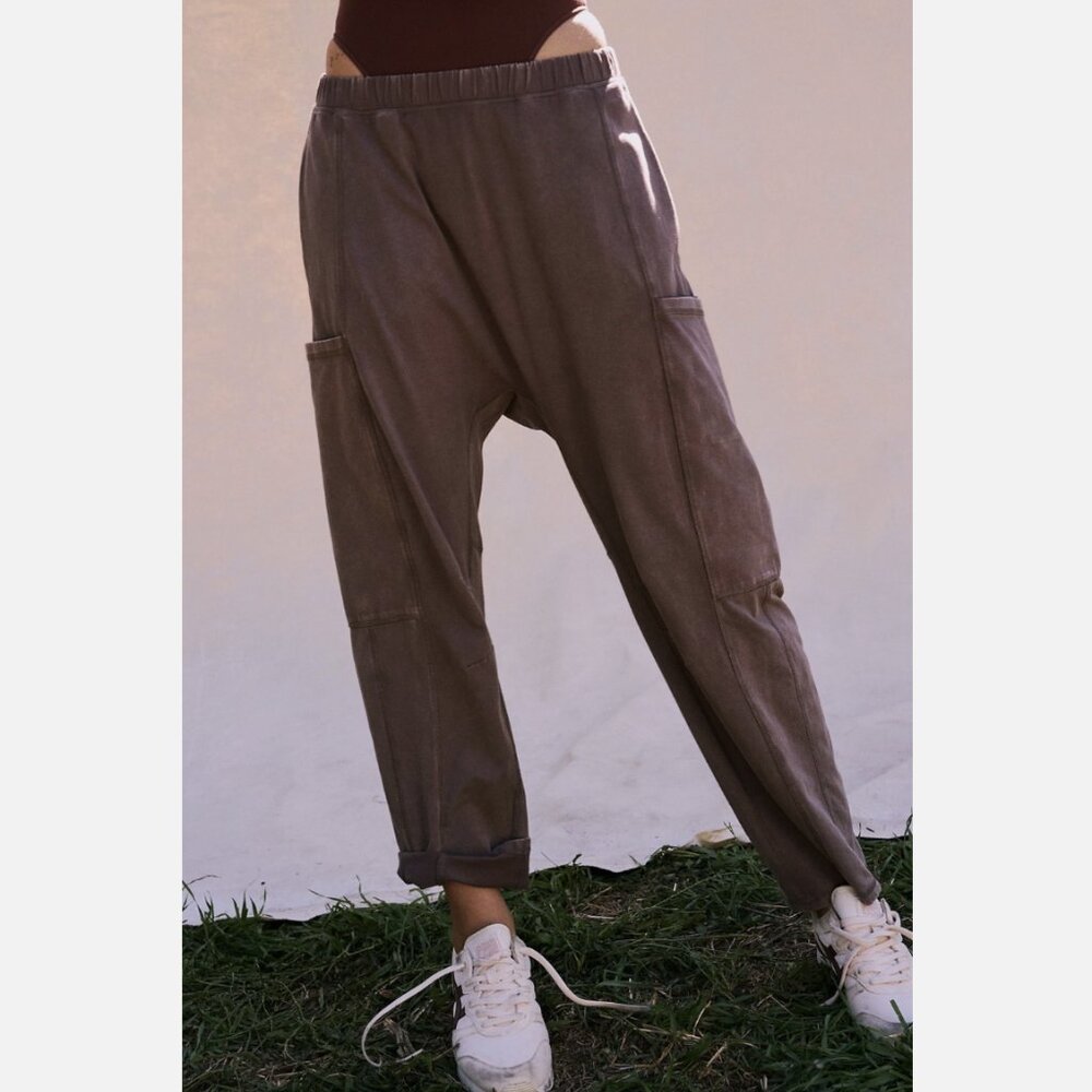 Free People Movement Charcoal Brown Hot Shot Relaxed Fit Pants